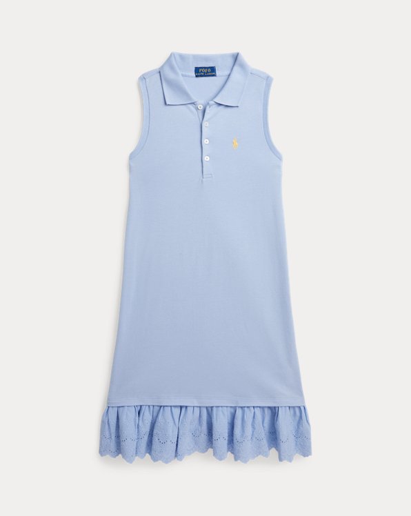 Eyelet-Embroidered Mesh Polo Dress
