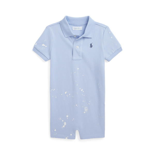 Paint-Splatter Cotton Mesh Polo Shortall