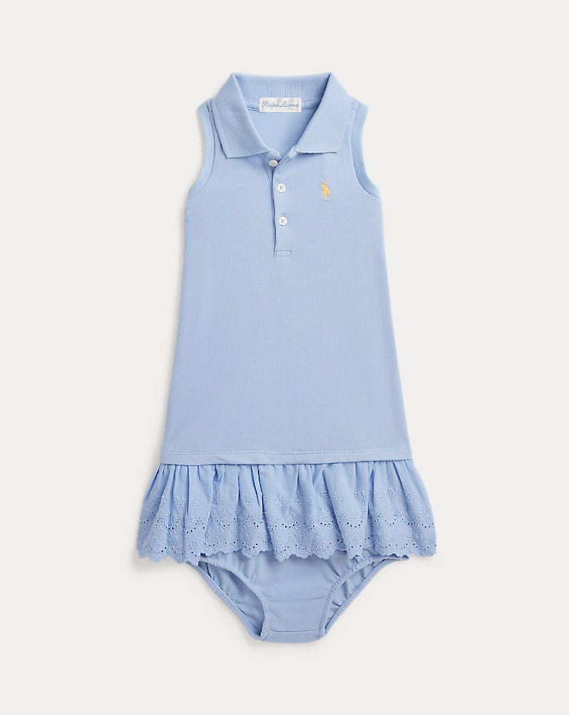 Eyelet Mesh Polo Dress & Bloomer Baby Girl 1