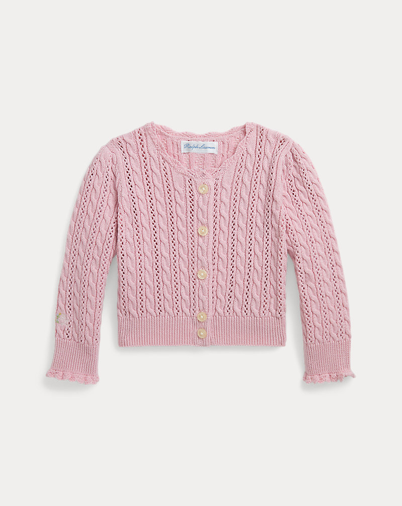 Pointelle-Knit Cotton Cardigan Baby Girl 1