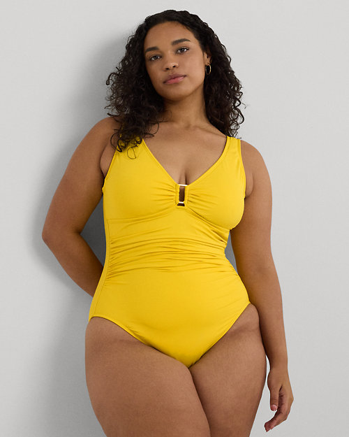 Shirred Ring-Front One-Piece
