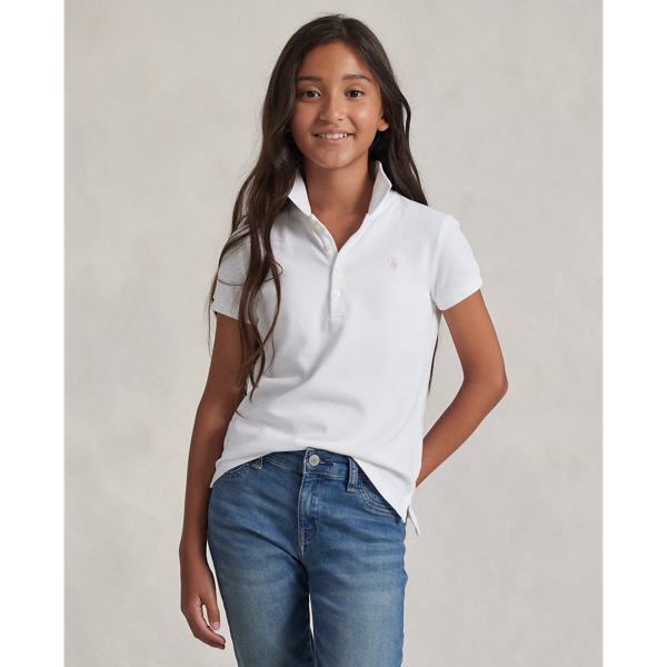 Stretch Cotton Mesh Polo Shirt GIRLS 7–14 YEARS 1