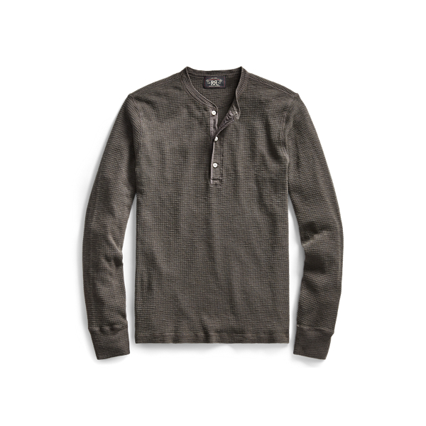 Waffle-Knit Cotton Henley