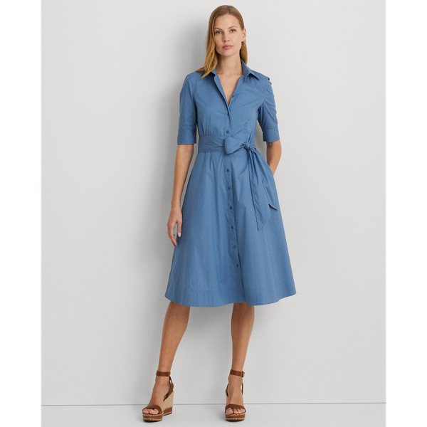 Belted Cotton-Blend Shirtdress