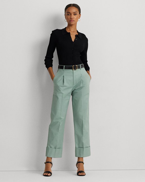 Double-Faced Stretch Cotton Ankle Trouser