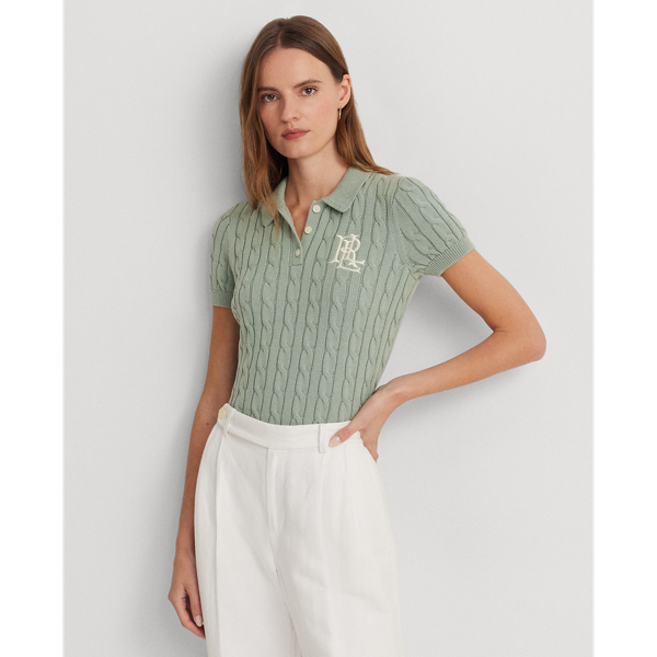 Cable-Knit Cotton Polo Jumper