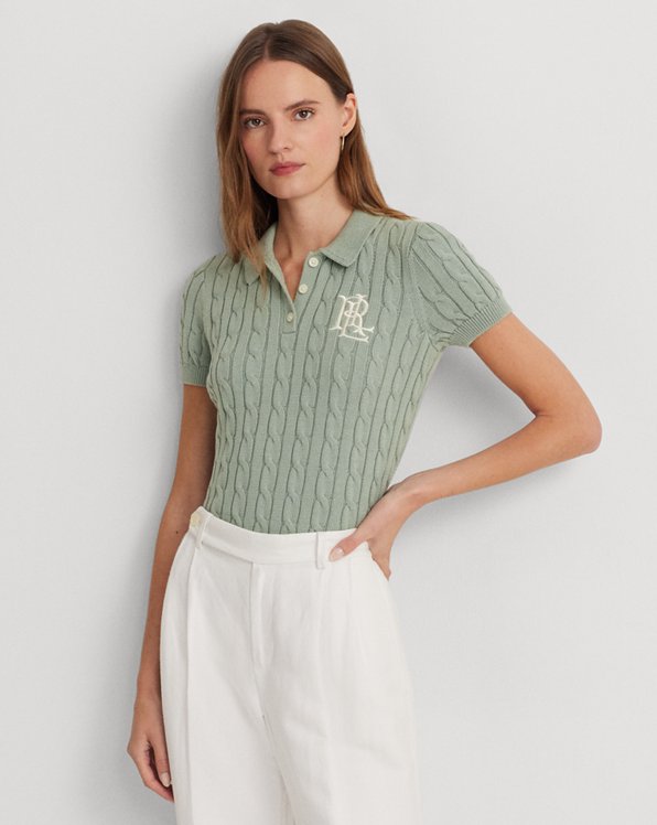 Cable-Knit Cotton Polo Jumper