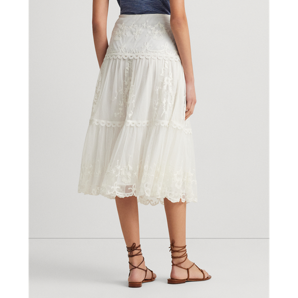 Embroidered mesh skirt deals