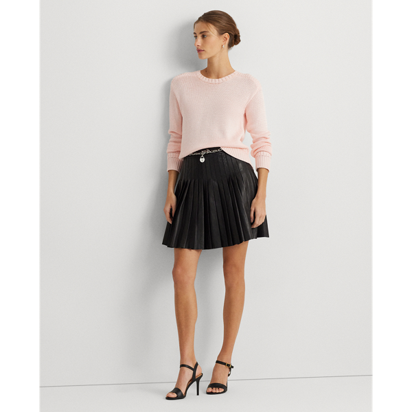 Pleated Stretch Leather Miniskirt