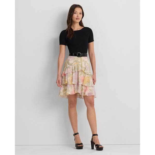 Floral Crinkle Georgette Tiered Skirt Lauren 1