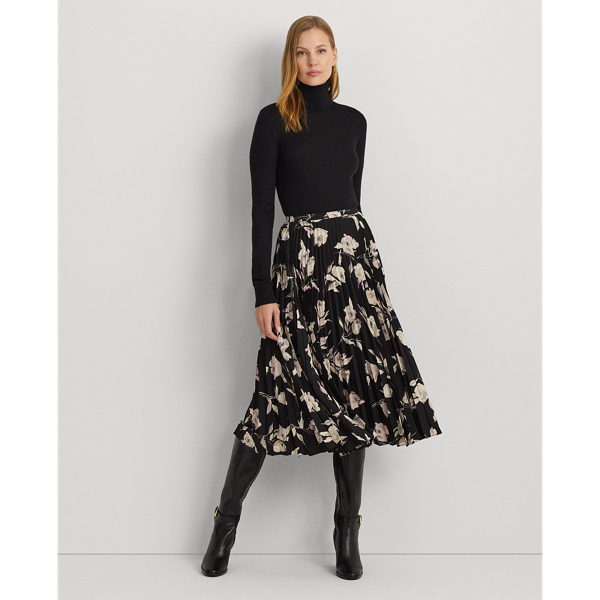 Floral Pleated Georgette Midi Skirt