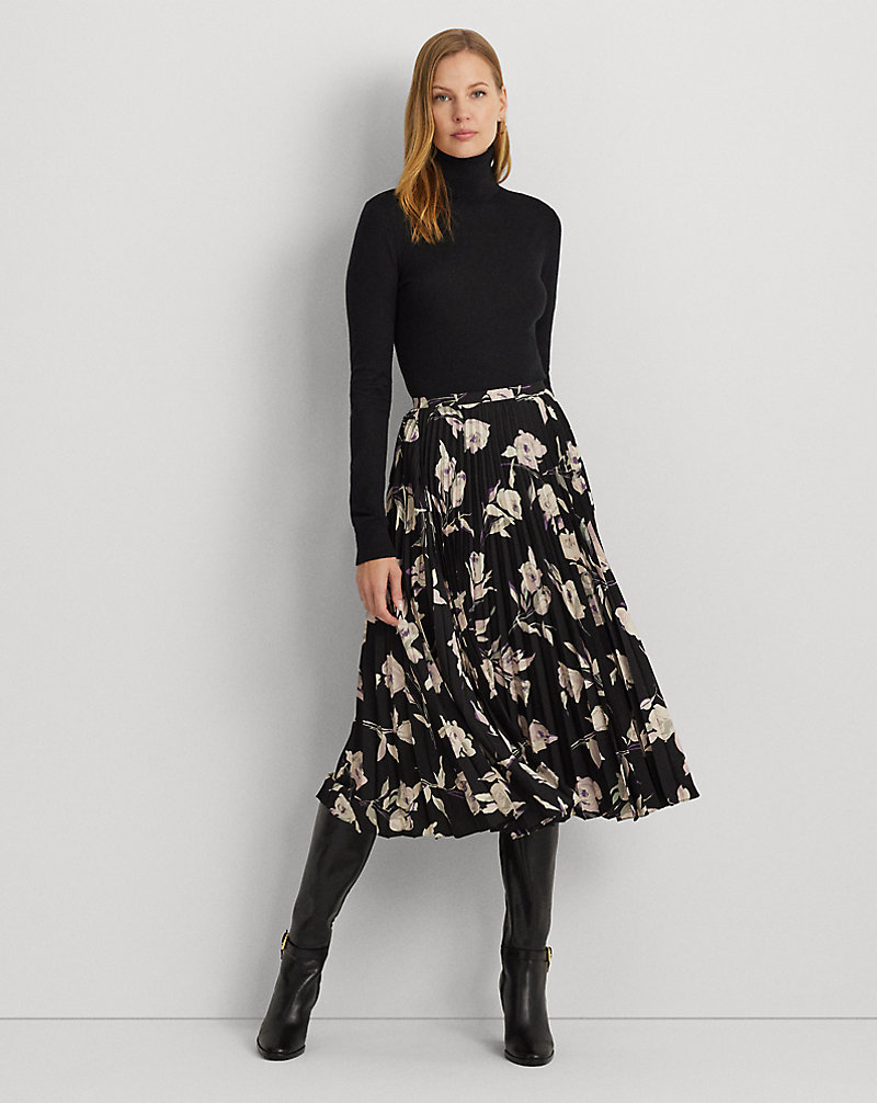 Floral Pleated Georgette Midi Skirt Lauren 1