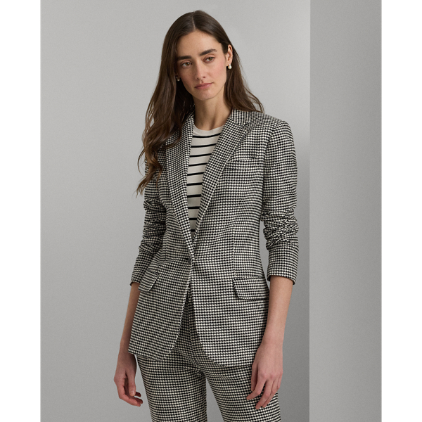 Keperstof blazer met pied-de-poulemotief