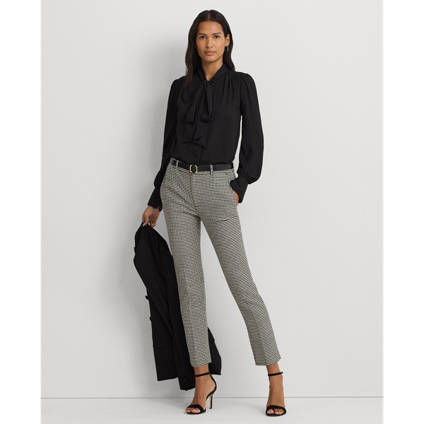 Houndstooth Twill Cropped Trouser