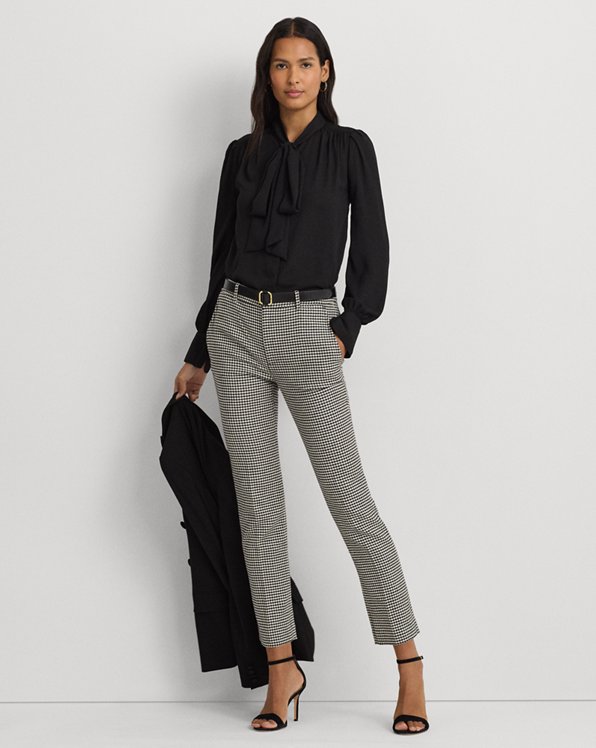 Houndstooth Twill Cropped Trouser