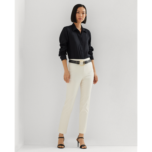 High-Rise Cotton-Blend Cropped Trouser