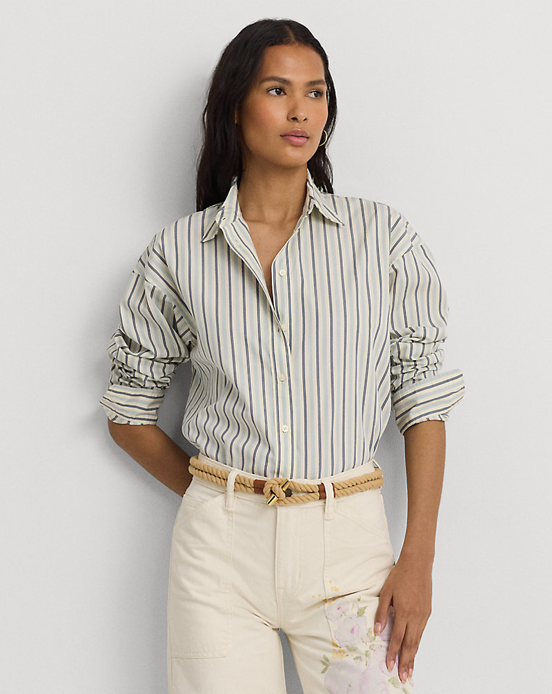 Striped Cotton Broadcloth Shirt Lauren 1