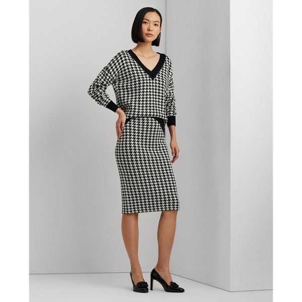 Houndstooth Jacquard Pencil Skirt | Ralph Lauren® Australia