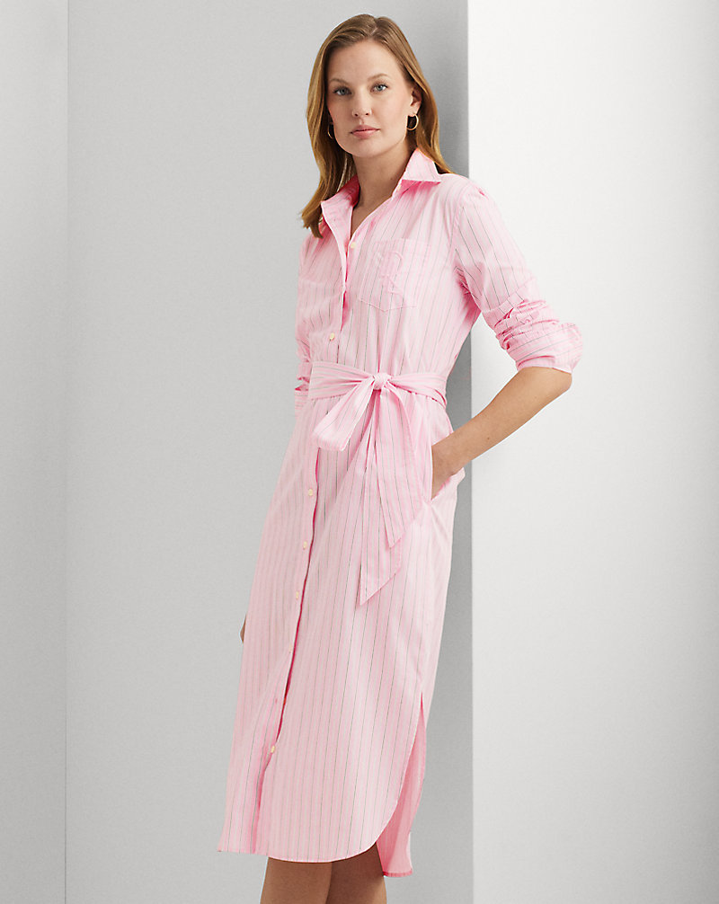 Striped Belted Broadcloth Shirtdress Lauren 1