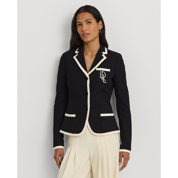 Two-Tone Stretch Cotton Pique Blazer Lauren 1