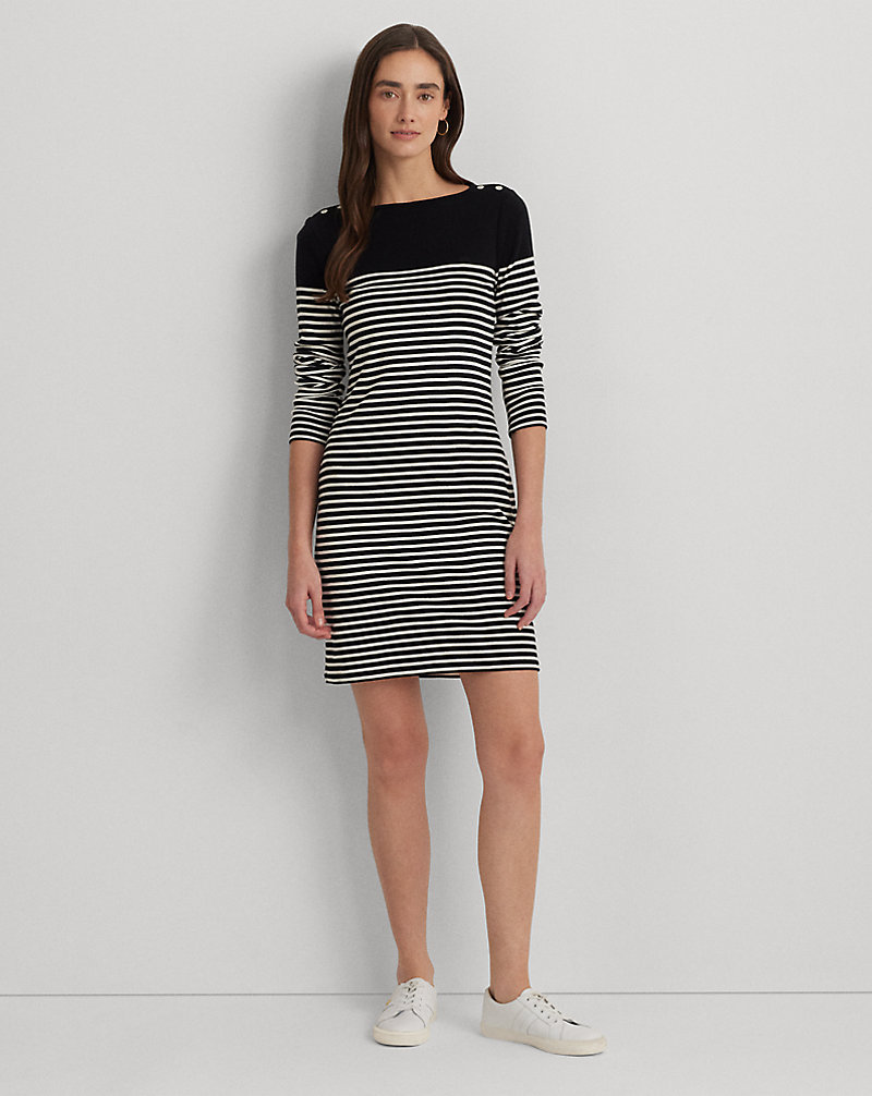 Striped Cotton Boatneck Dress Lauren 1