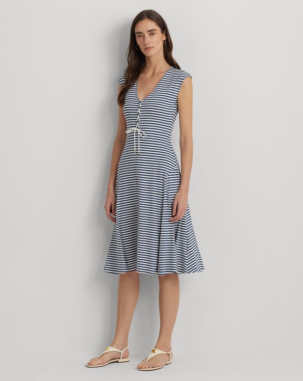 Striped Cotton Blend Jersey Dress