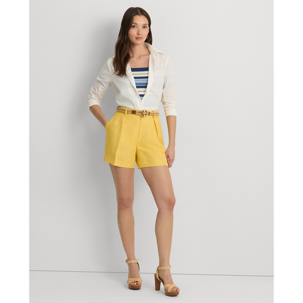 Stradivarius - Short en lin mélangé avec cordon de serrage - Noir