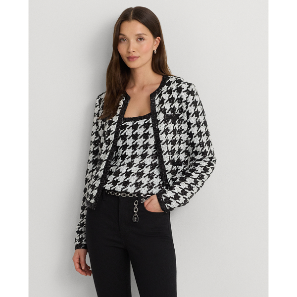 Sequined Houndstooth Cropped Jacket Lauren 1