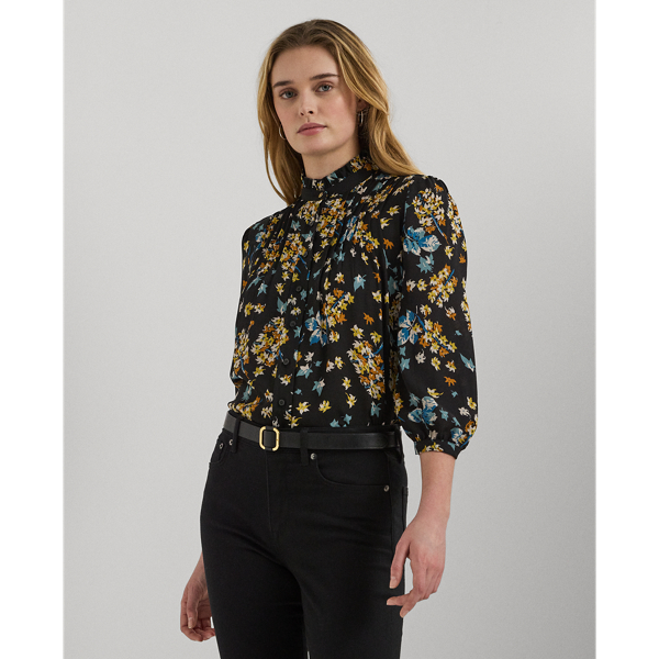 Floral Georgette Blouson-Sleeve Shirt