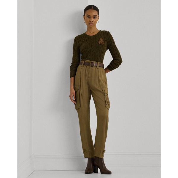 Ralph Lauren Women's Linen Ankle Pants Black Size 12