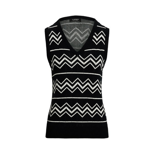 Chevron Cotton Blend V Neck Sweater Vest