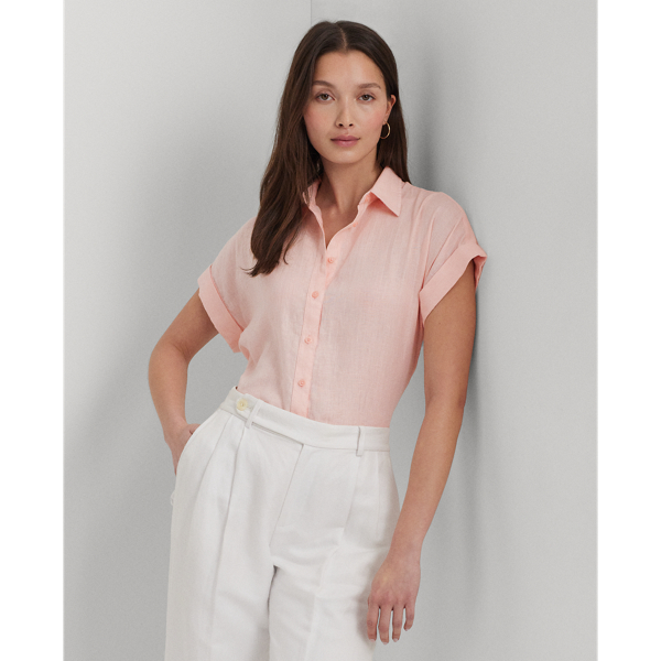 Relaxed Fit Linen Short-Sleeve Shirt Lauren Petite 1