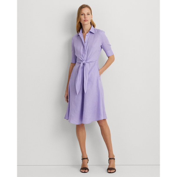 Tie-Front Linen Shirtdress