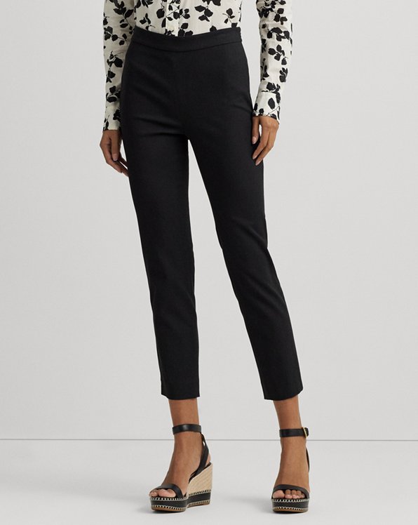 High-Rise Cotton-Blend Cropped Pant
