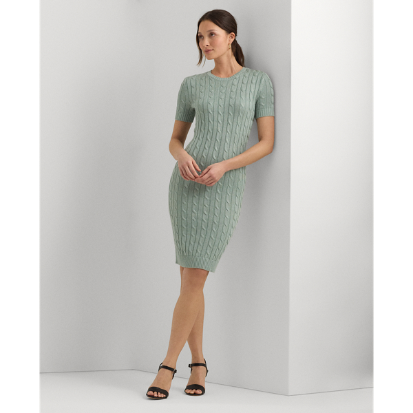 Cable-Knit Short-Sleeve Jumper Dress Lauren Petite 1