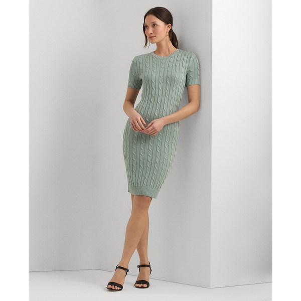 Cable-Knit Short-Sleeve Jumper Dress