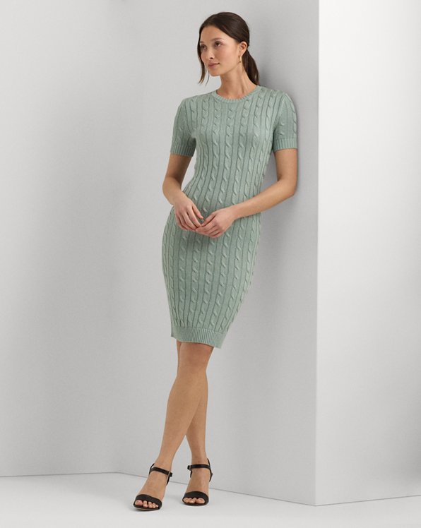 Cable-Knit Short-Sleeve Jumper Dress