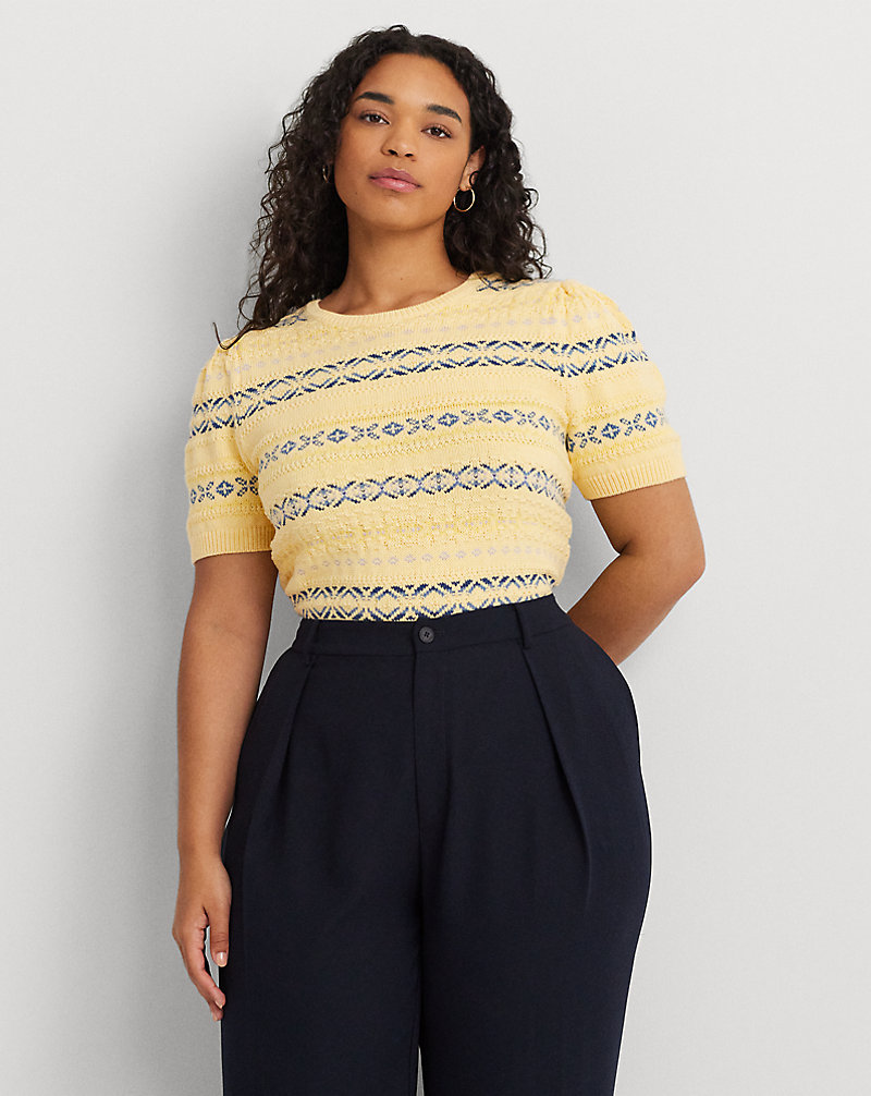Fair Isle Cotton-Linen Sweater Lauren Woman 1