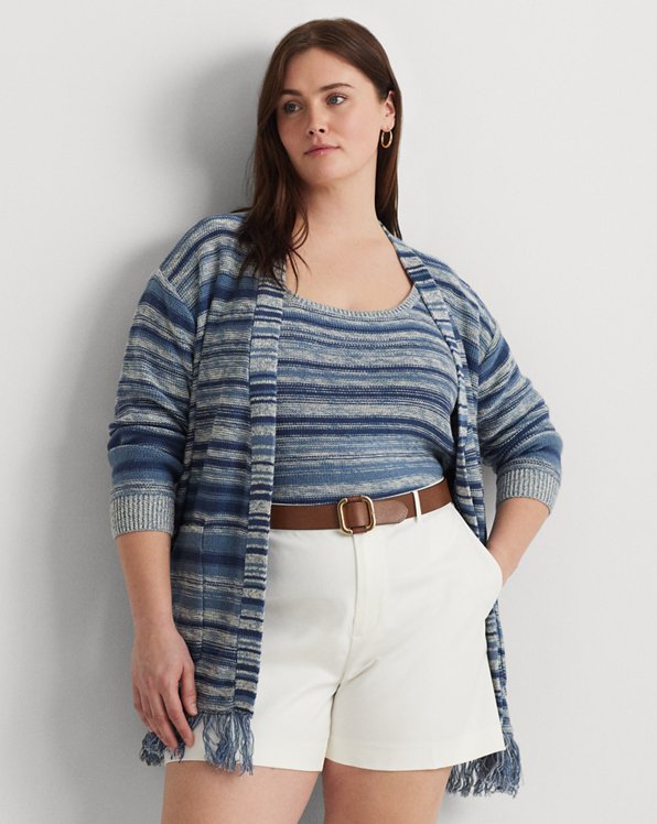 Striped Belted Linen-Cotton Cardigan