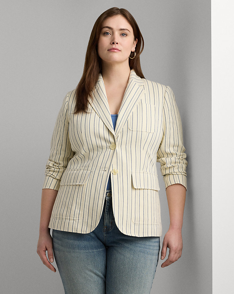 Striped Cotton-Blend Blazer Lauren Woman 1