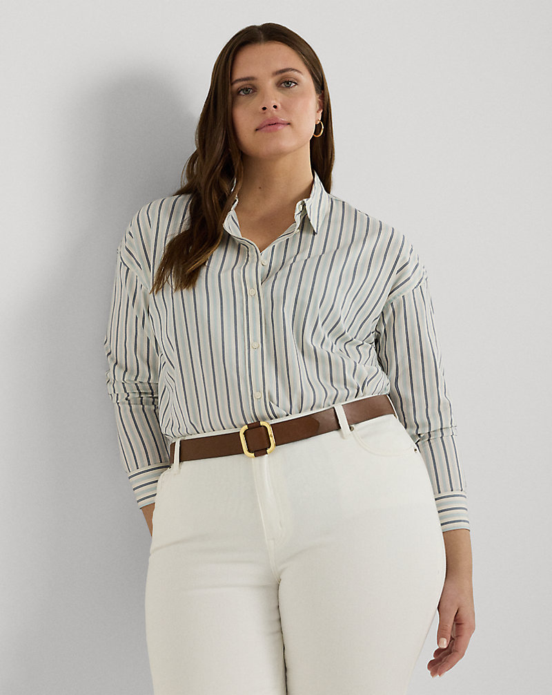 Striped Cotton Broadcloth Shirt Lauren Woman 1