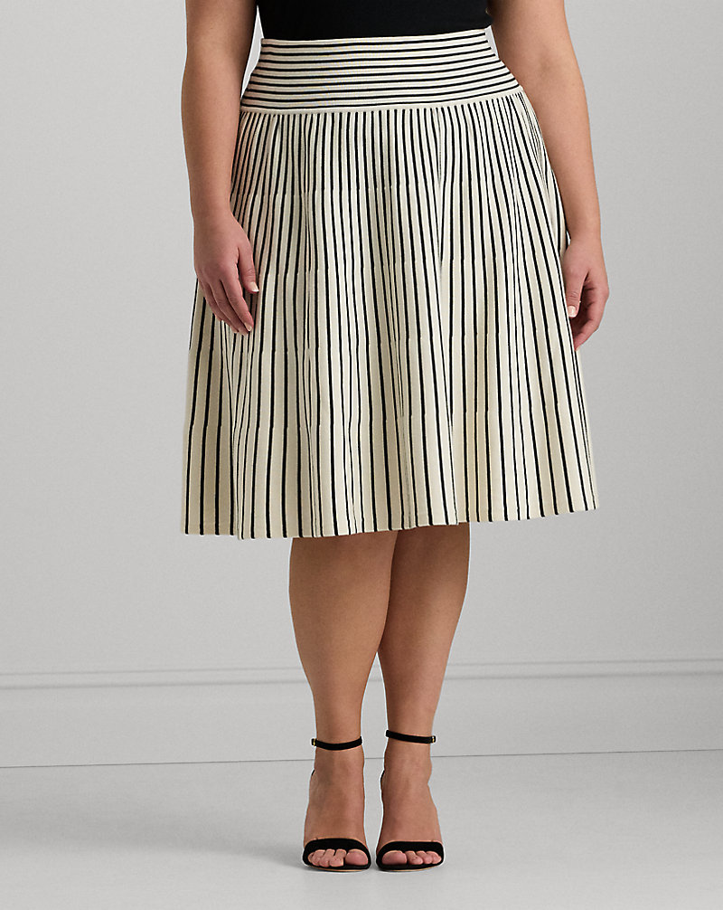 Striped Cotton-Blend Midi Skirt Lauren Woman 1