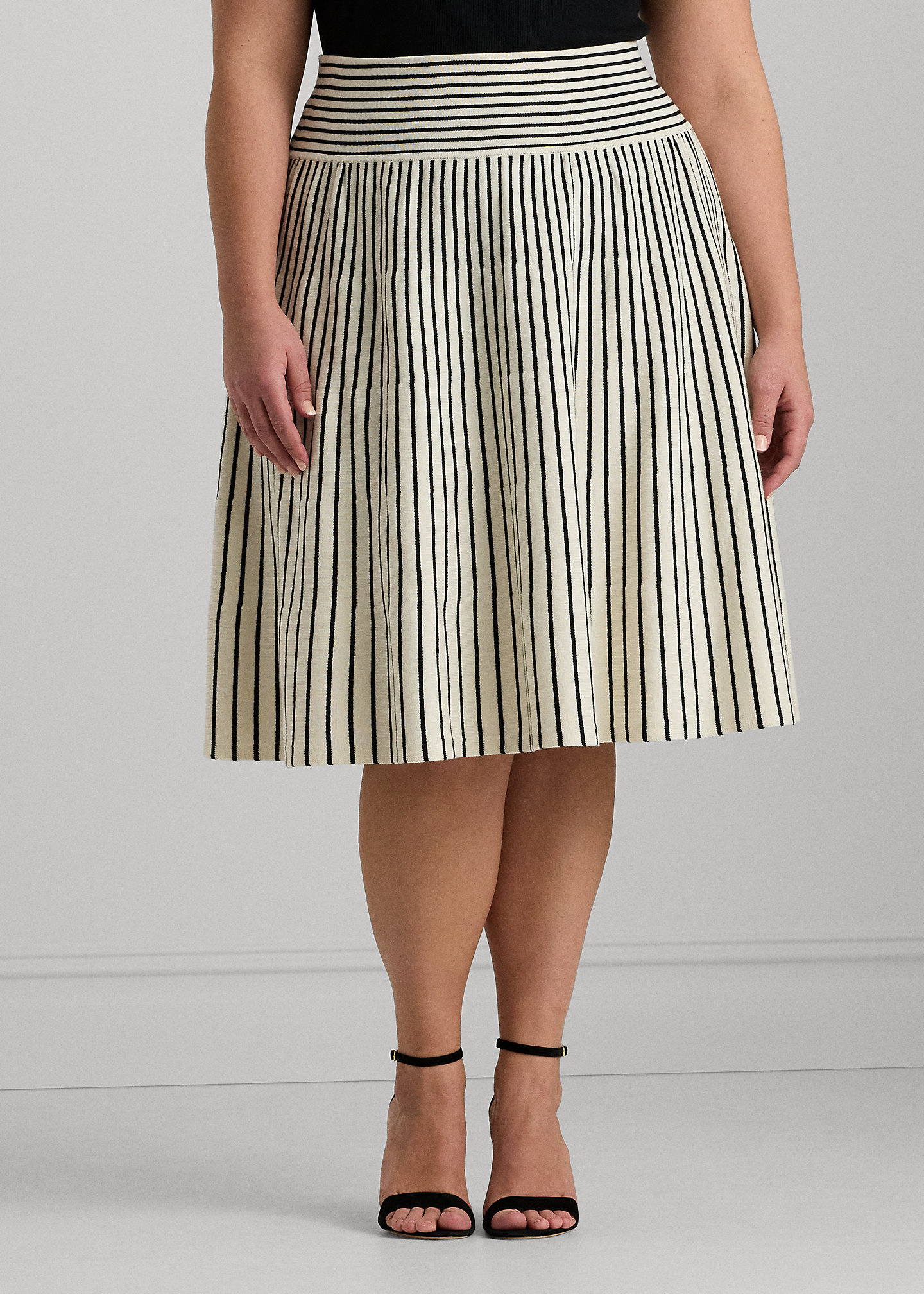 Striped Cotton-Blend Midi Skirt