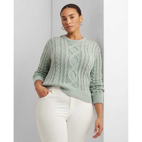 Aran-Knit Cotton-Blend Crewneck Jumper