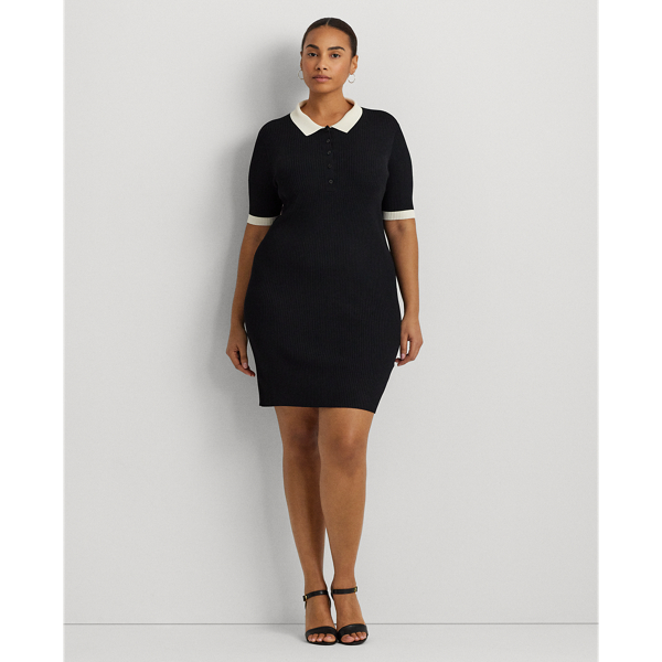 Alba Mixed Knit Polo Sweater Dress main image 1