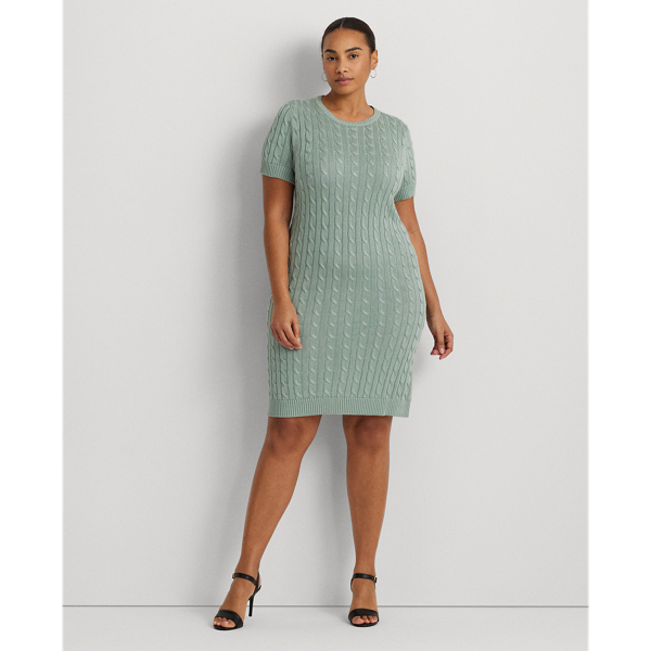 Cable-Knit Short-Sleeve Jumper Dress Lauren Woman 1