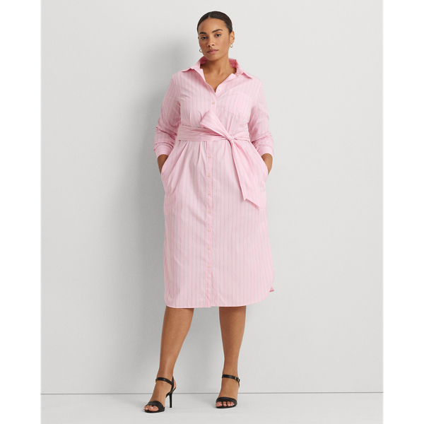 Striped Belted Broadcloth Shirtdress