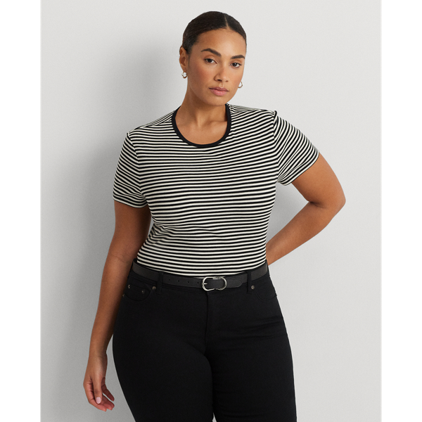 Striped Stretch Cotton Crewneck Tee