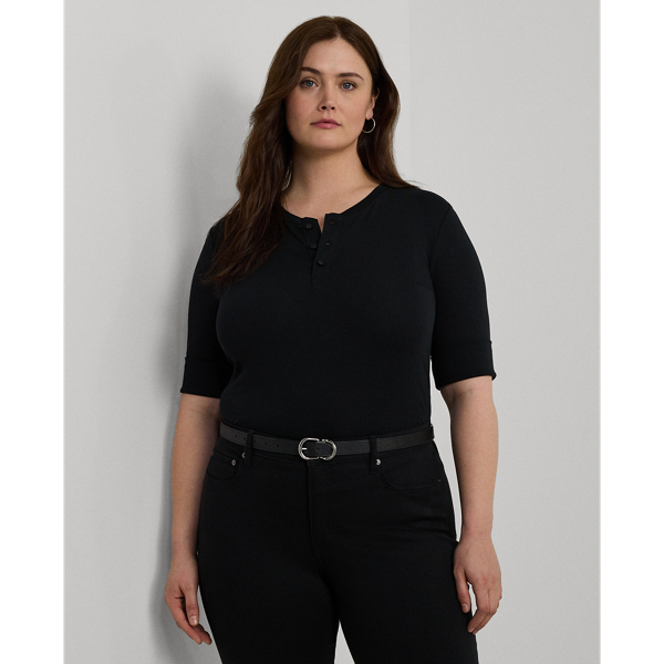 Black henley shirt womens hot sale
