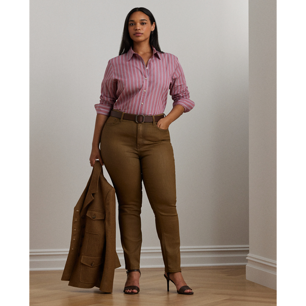 Coated High Rise Straight Ankle Jean